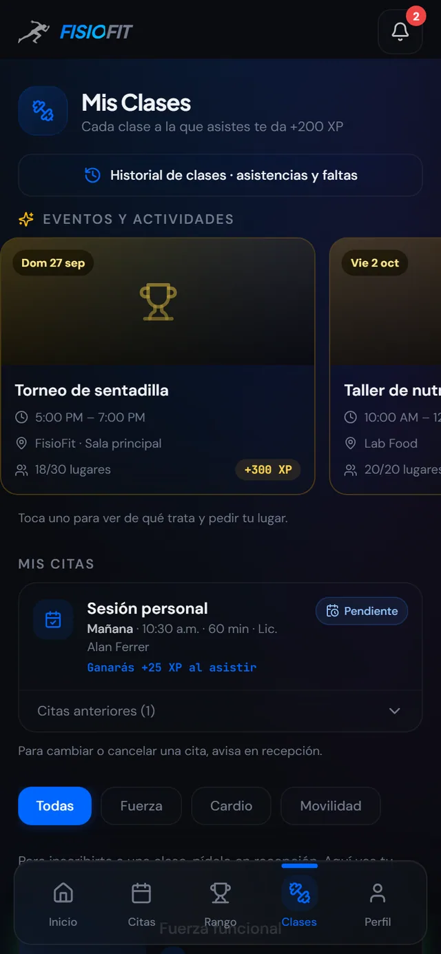 Clases, citas y eventos. Torneos y actividades destacadas: lee de qué tratan y pide tu lugar.